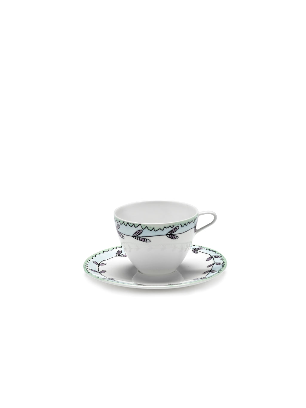 Midnight Flowers - Lot De 2 Tasses À Café Hautes + Soucoupes - Porcelaine Bone China - Blossom Milk