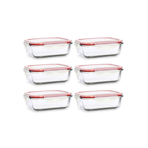 Set of 6 Rectangular Clementine Airtight Jars - 630ml