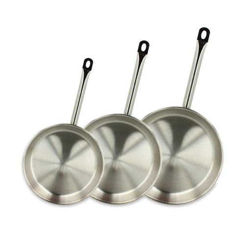 Set of 3 "Professional" Stainless Steel Pans