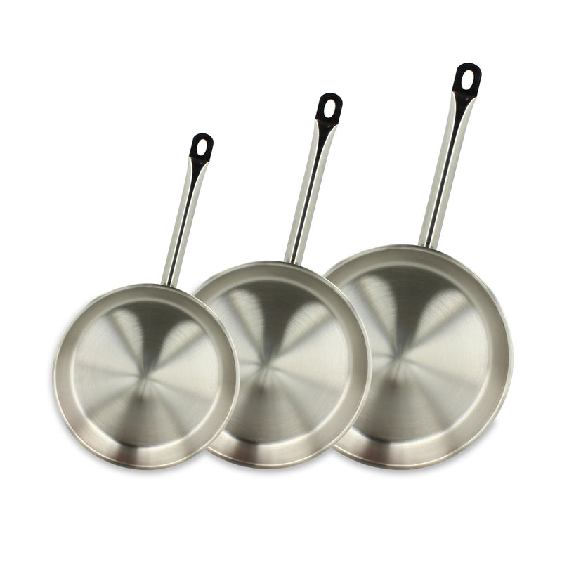 Set of 3 "Professional" Stainless Steel Pans