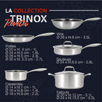 Trinox - Sæt med 3 pander - Rustfrit stål med non-stick belægning uden PFAS - Ø24/28/30 cm