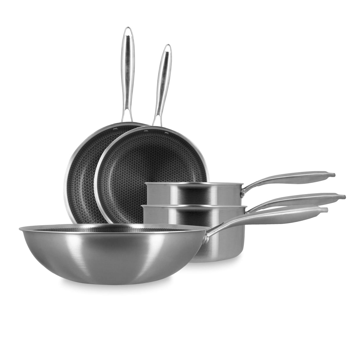 Trinox - Set de 5 piezas - Acero inoxidable con revestimiento antiadherente sin PFAS