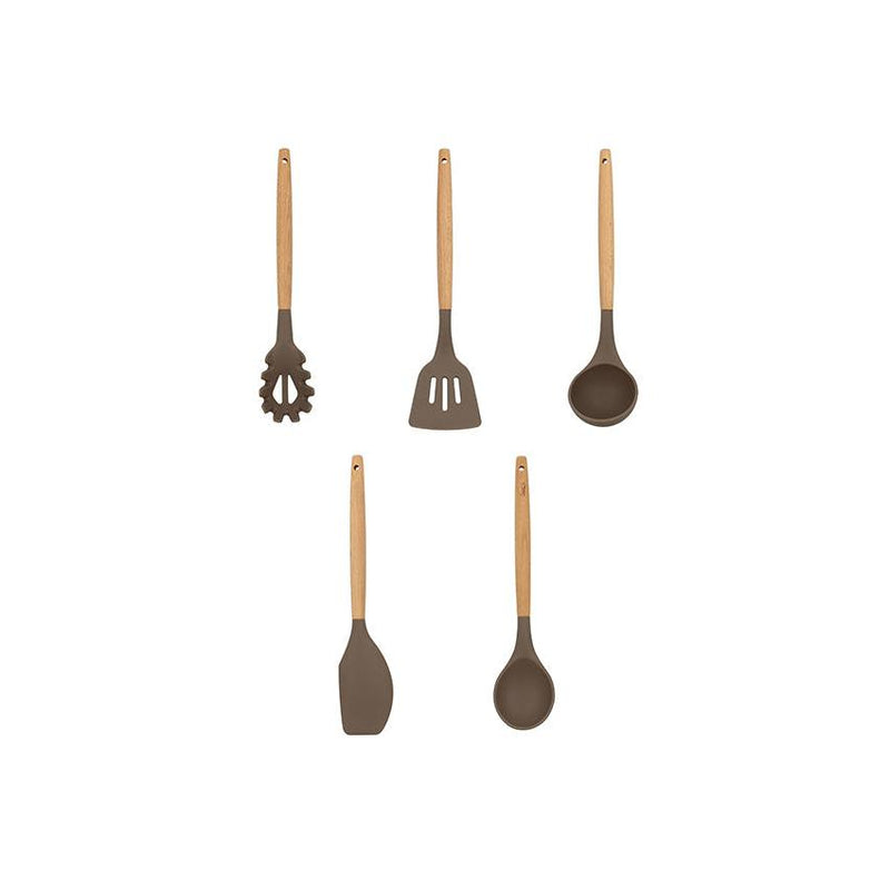 Eliott 5-Piece Silicone Utensil Set with Wooden Handles