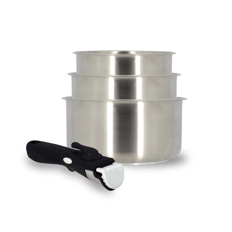 Set of 3 Iris Stainless Steel Saucepans - 16/18/20cm
