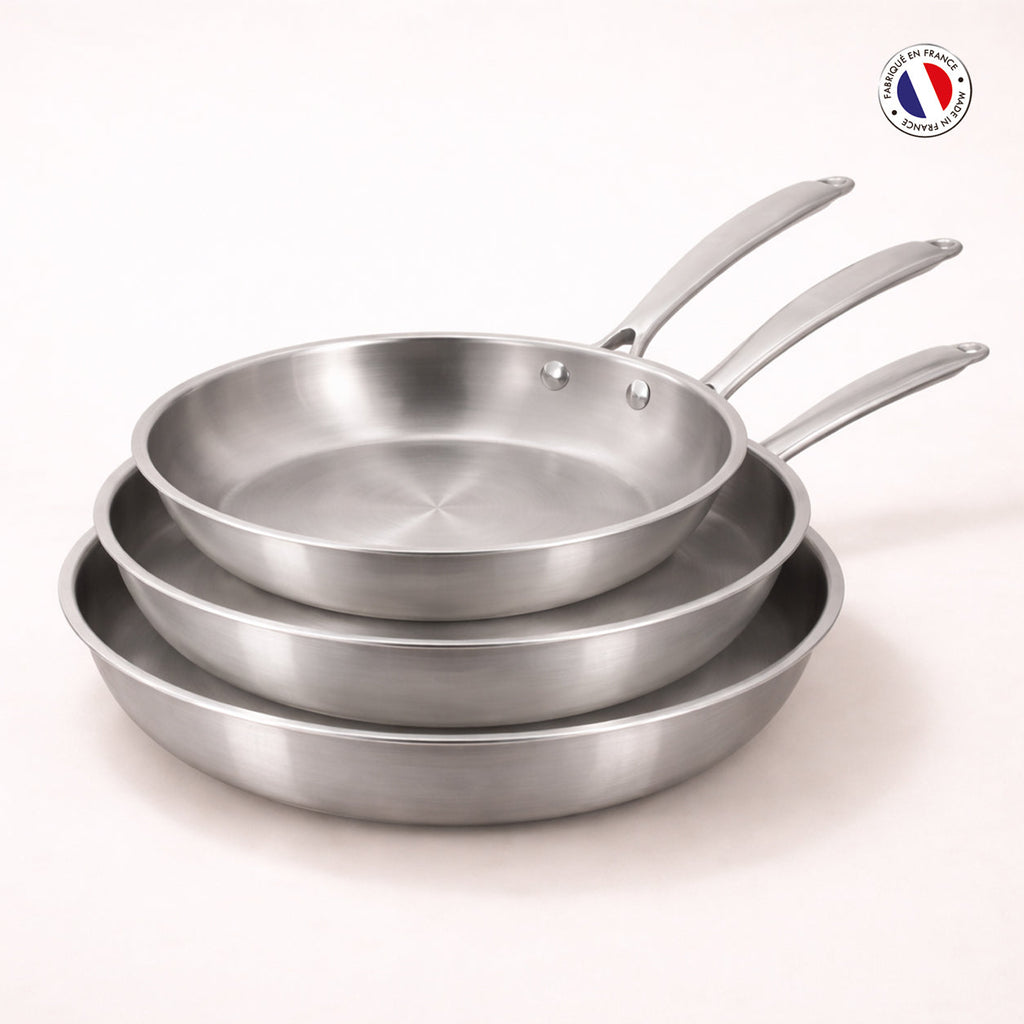 Triply - Set De 3 Sartenes - Acero Inoxidable De Triple Capa - 20/24/28 cm 🇫🇷