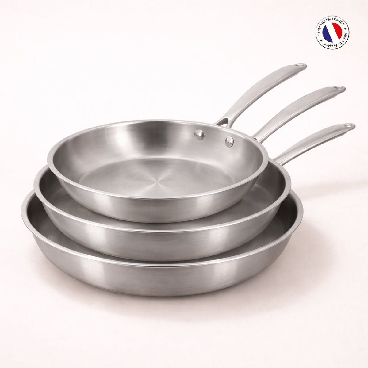Triply - Set De 3 Sartenes - Acero Inoxidable De Triple Capa - 20/24/28 cm 🇫🇷