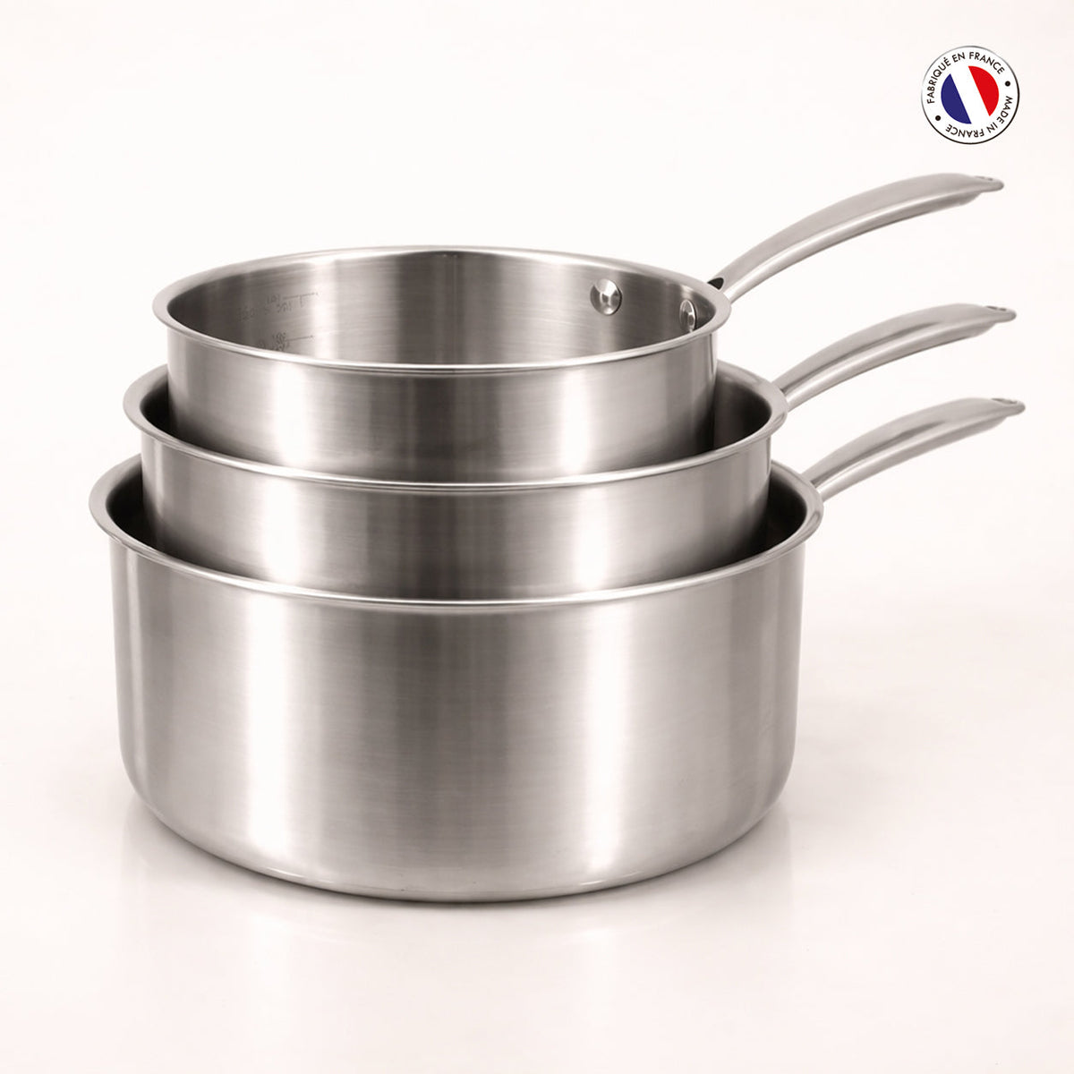 Triply - Set De 3 Casseroles - Acier Inoxydable Triple Couche - 16/18/20 Cm 🇫🇷