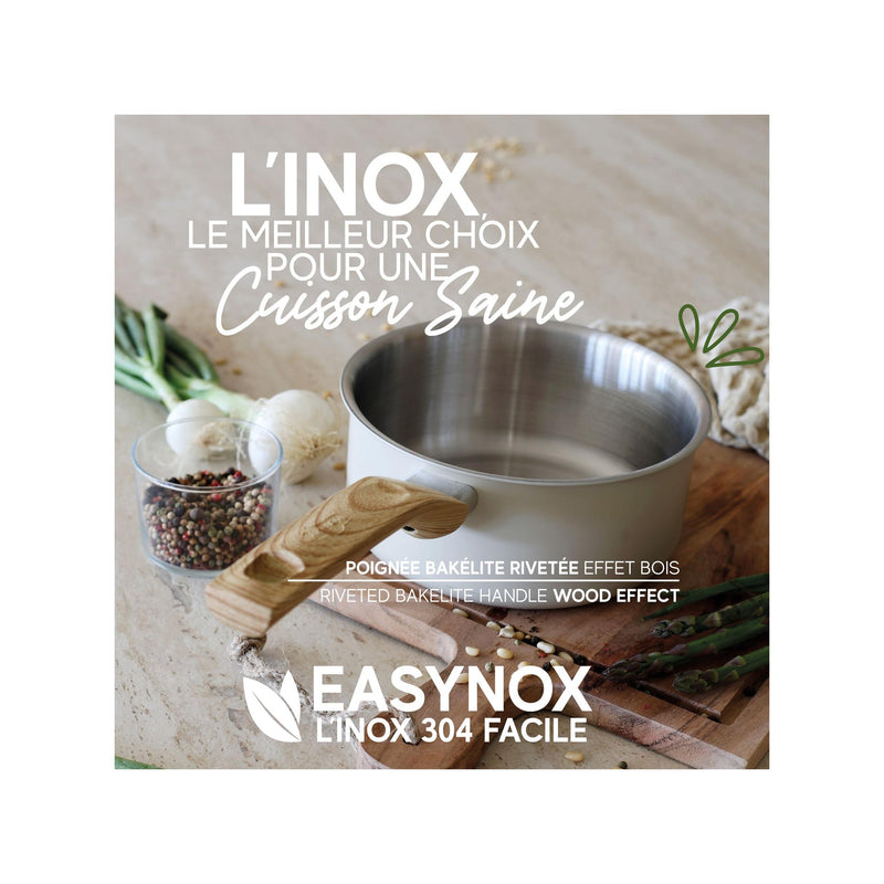 Set of 3 Easynox Stainless Steel &amp; Aluminum Saucepans - 16/18/20Cm