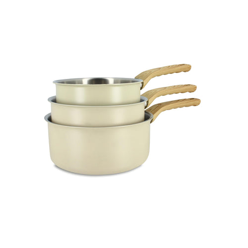 Set of 3 Easynox Stainless Steel &amp; Aluminum Saucepans - 16/18/20Cm