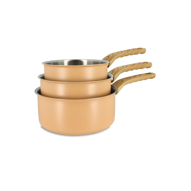 Set of 3 Easynox Stainless Steel &amp; Aluminum Saucepans - 16/18/20Cm
