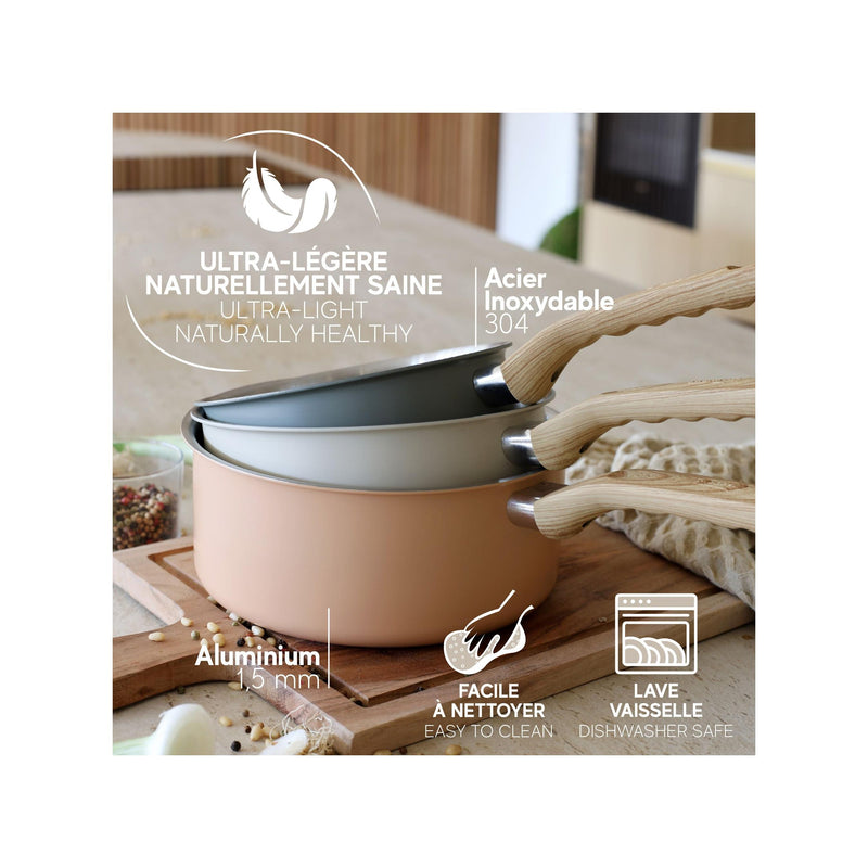 Set of 3 Easynox Stainless Steel &amp; Aluminum Saucepans - 16/18/20Cm