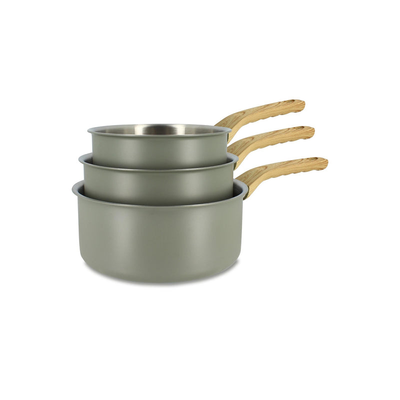 Set of 3 Easynox Stainless Steel &amp; Aluminum Saucepans - 16/18/20Cm