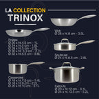 Trinox - Set Di 3 Padelle - Acciaio Inossidabile a Triplo Strato