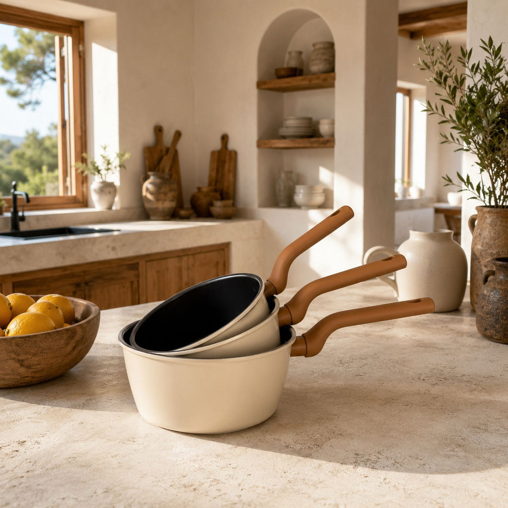 Praticook - Set Di 3 Casseruole - Acciaio Al Carbonio