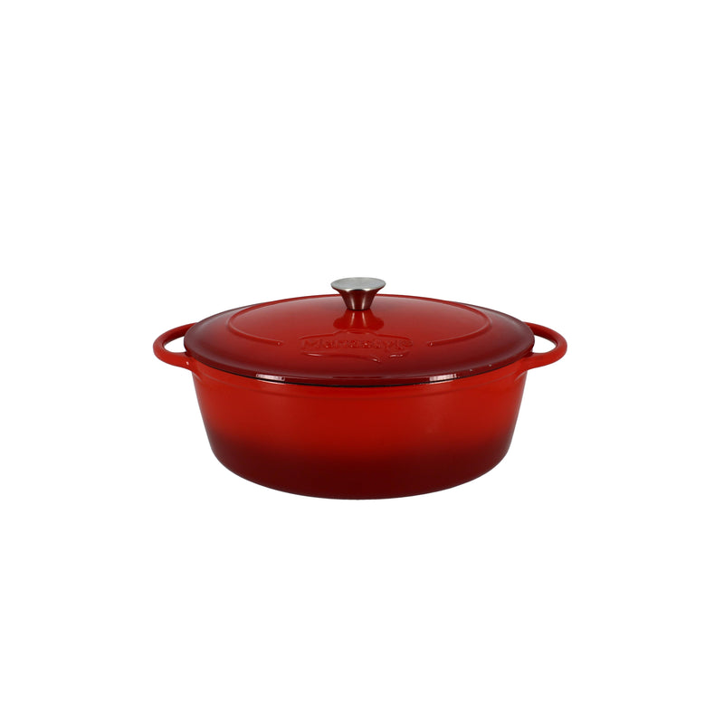 Colette Oval Cast Iron Casserole Dish - Red - 4L