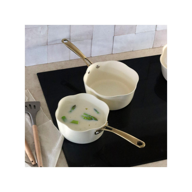 Dahlia Saucepan in Recycled Aluminum, Beige - 20cm