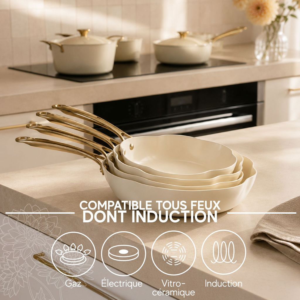 Dahlia - Frying Pan - Recycled Aluminium - 24cm - Beige