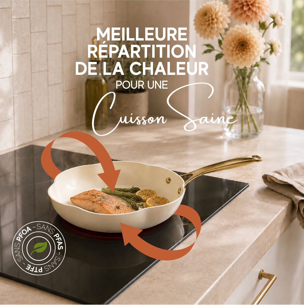 Dahlia - Frying Pan - Recycled Aluminium - 24cm - Beige