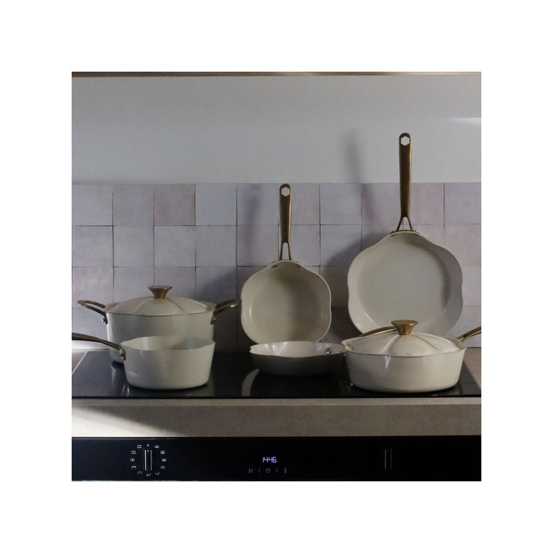 Dahlia Recycled Aluminum Frying Pan, Beige - 24cm