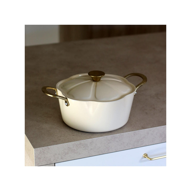 Dahlia Recycled Aluminum Casserole Dish, Beige, with Lid - 24cm