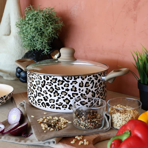Faitout - Aluminium Recyclé - Revêtement Antiadhésif - Léopard - 24cm