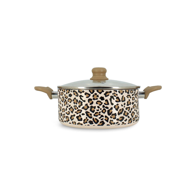 Leopard Print Aluminum Induction Cookware, Brown - 24cm