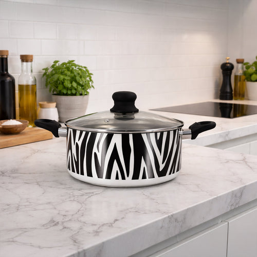 Faitout - Aluminium - Revêtement Céramique Sans PFAS - Zèbre - 24cm