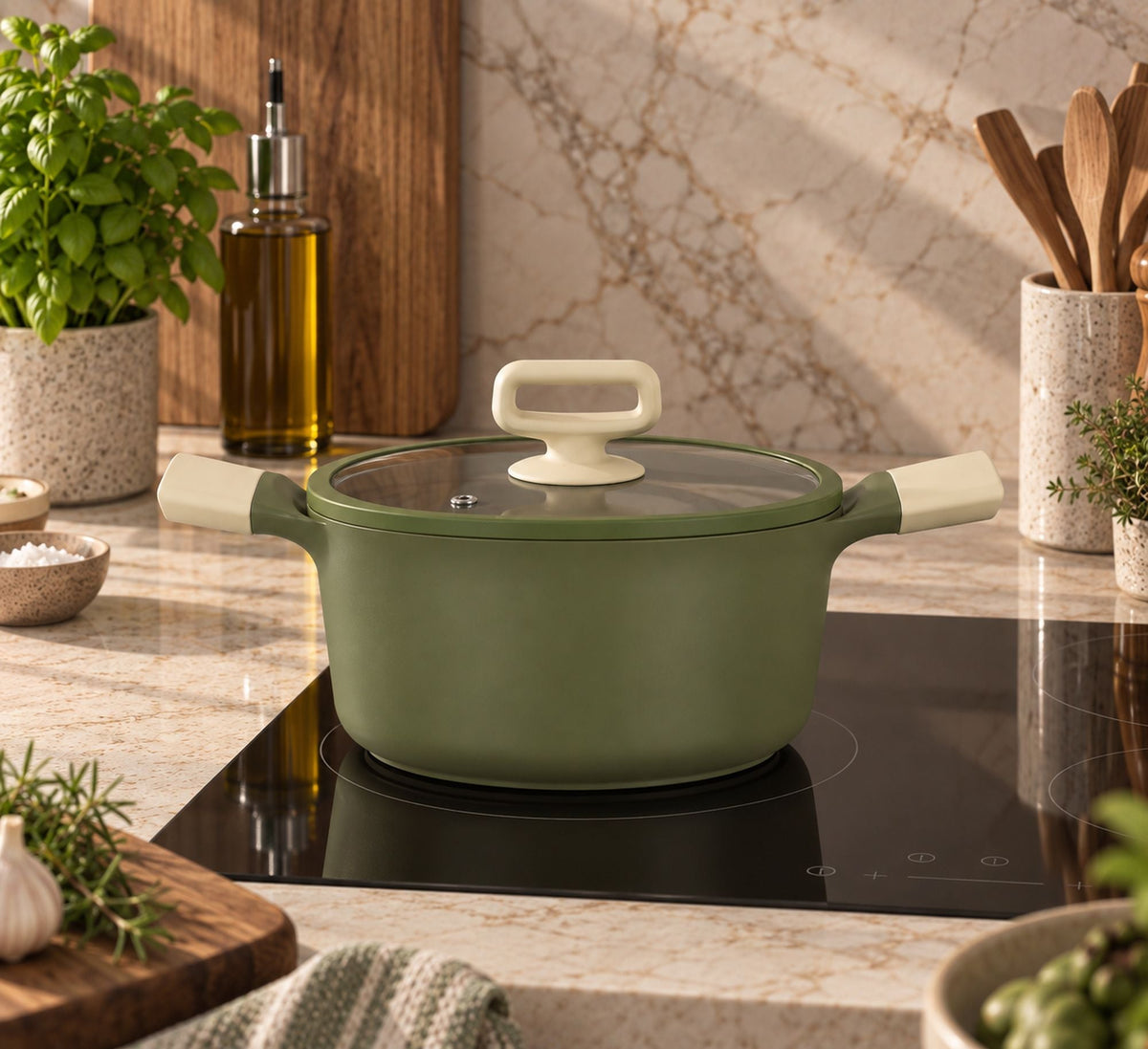 Anna - Casseruola Bassa - Alluminio Pressofuso - 24 cm - Verde