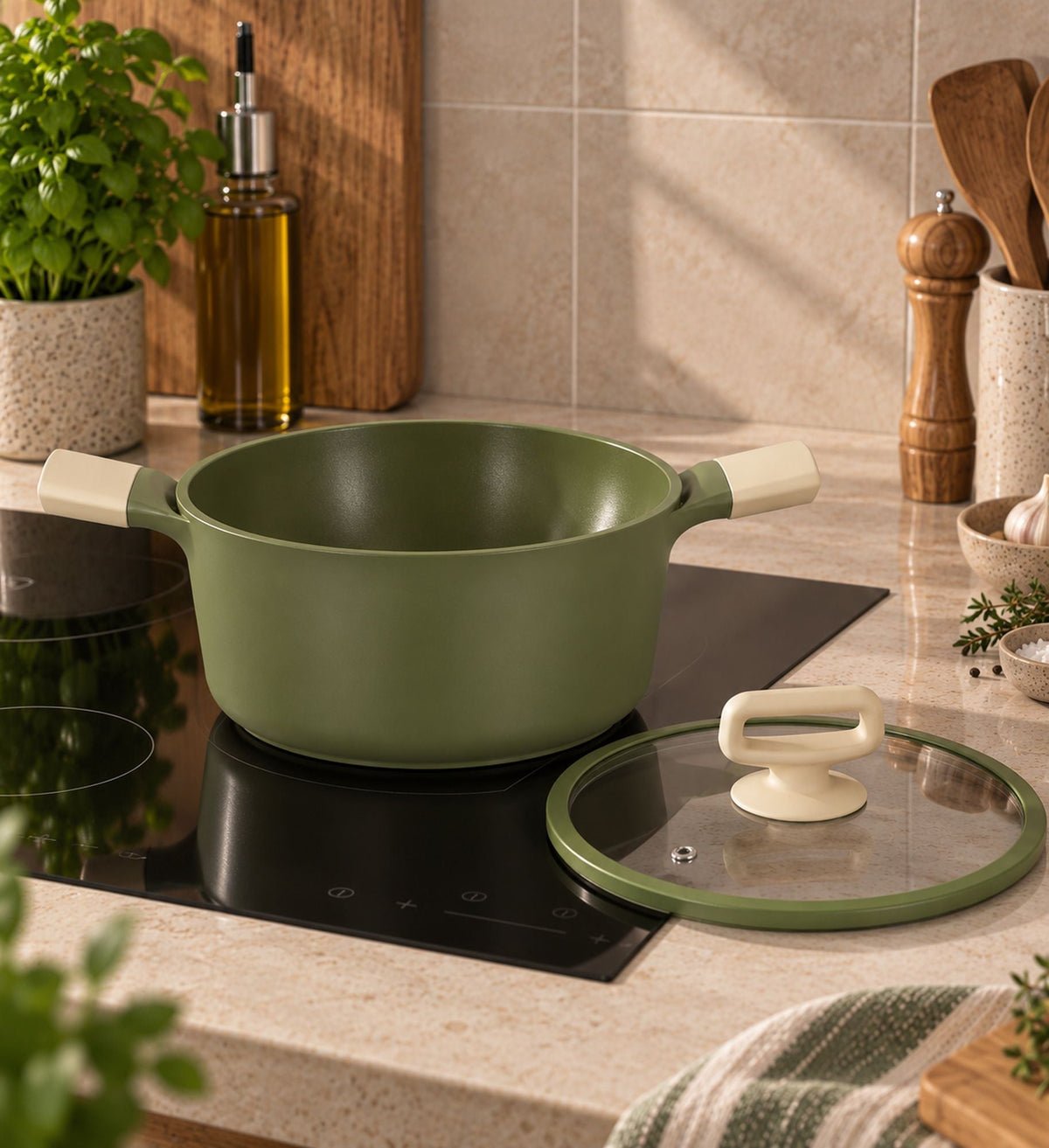 Anna - Casseruola Bassa - Alluminio Pressofuso - 24 cm - Verde