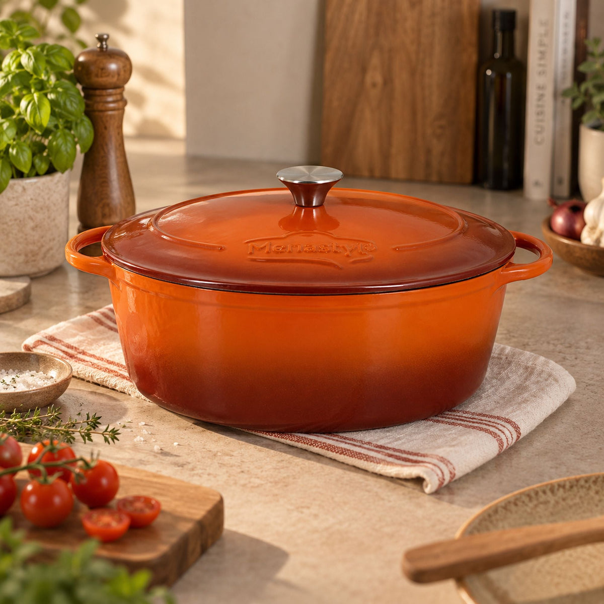 Montagne - Oval Casserole Dish - Enamelled Cast Iron - 6.5 Litres - Brick