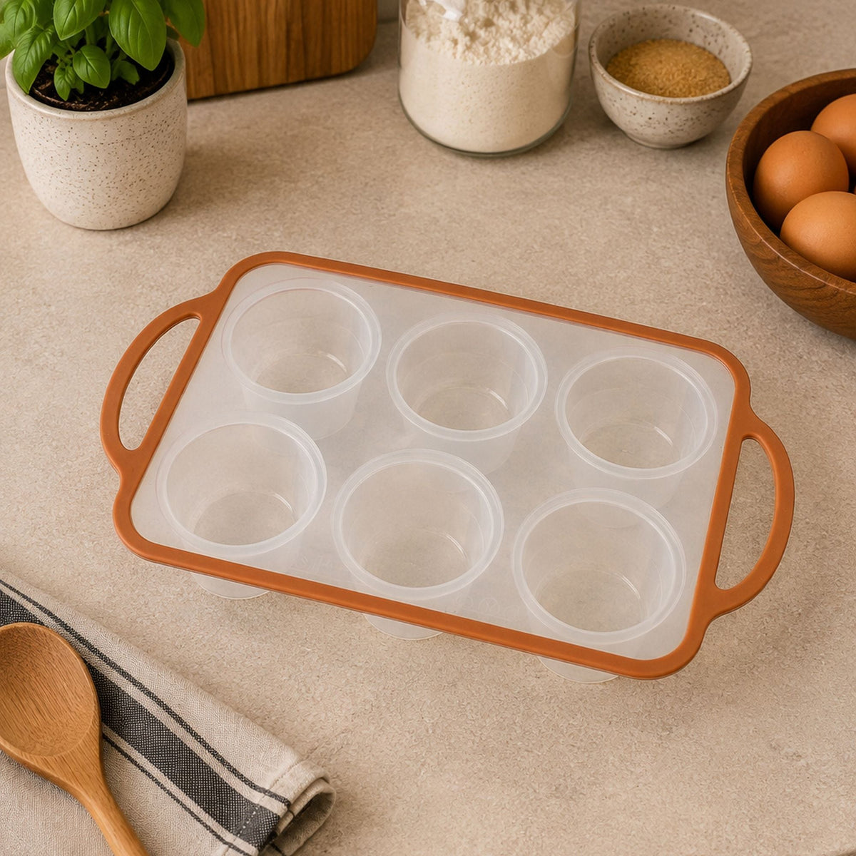 Mady - 6-Cup Round Baking Mould - Silicone Carbon Steel