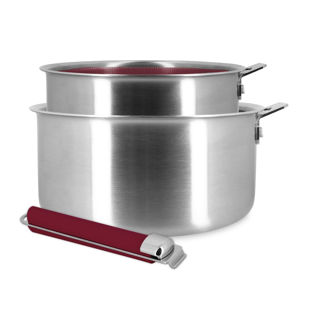 Aglaé - Set Van 2 Afneembare Steelpannen Met Handgreep - Roestvrij Staal - 16/20 cm