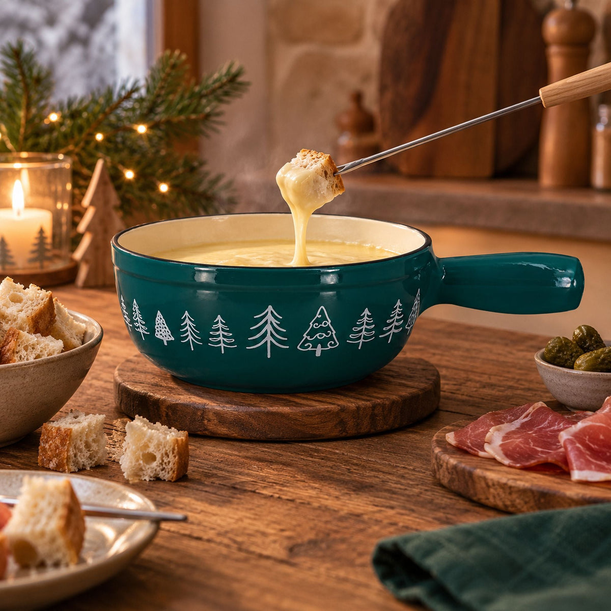 Montagne - Fondue Pot with Pattern - Cast Iron - 1.9L
