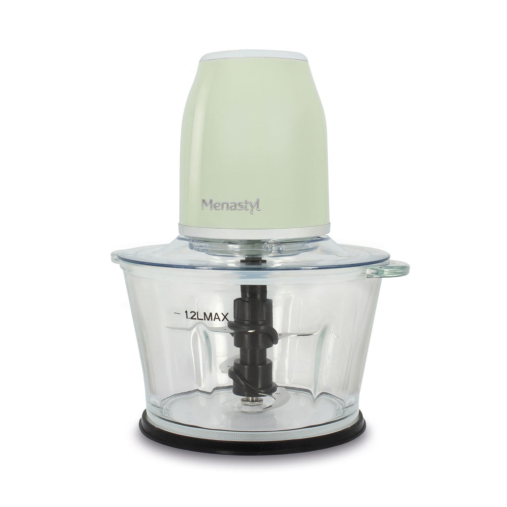 Retro - Elektrisk minihakker - Plastik og glasbeholder - 1,2 l