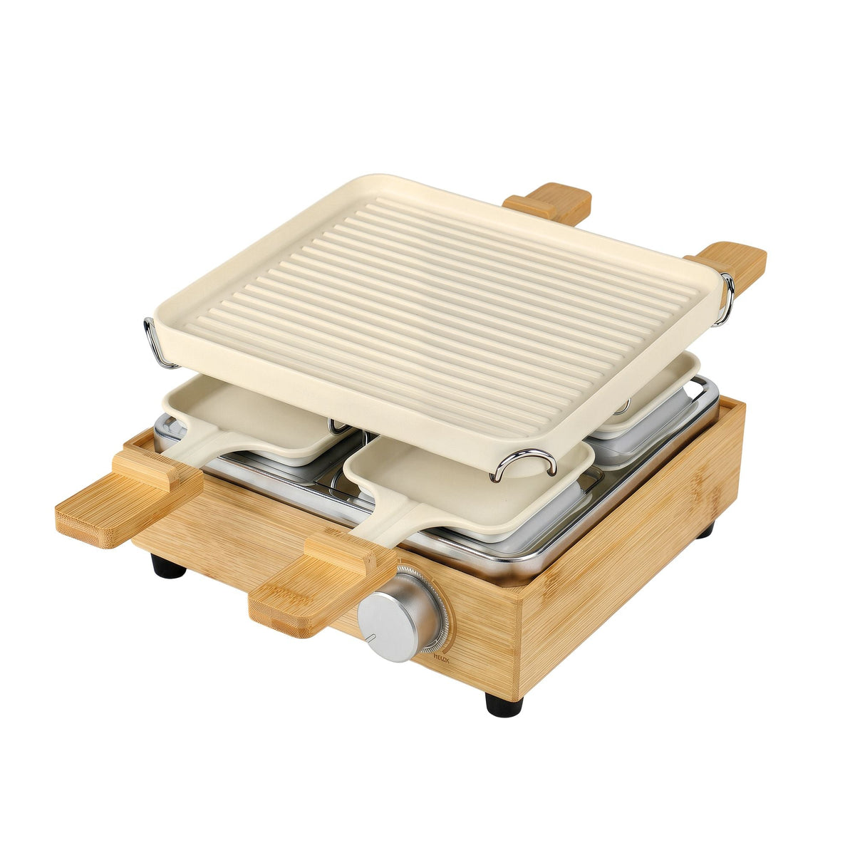 Grill Do Raclette Na 4 Osoby - Aluminium I Bambus