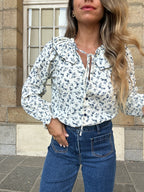Maria floral wide-collar blouse