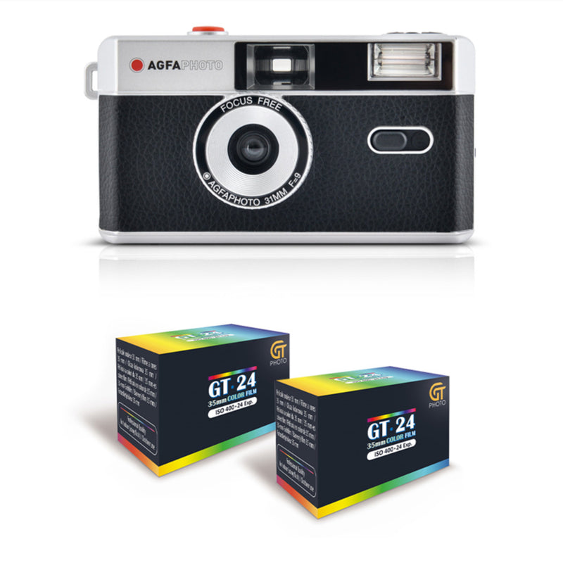 35mm Film Camera - Black - 2 Free Color Films - Agfaphoto