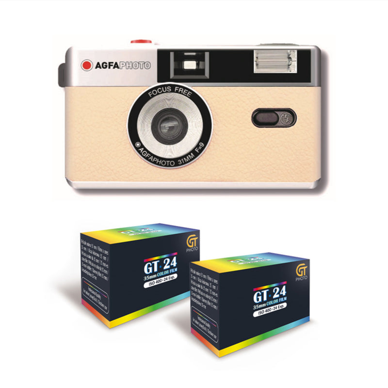 Appareil Argentique 35mm - Beige - 2 Pellicules Couleur Offertes - Agfaphoto