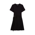 Flared Dress with Belt Detail - Black - Women