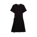 Vestido evasé con detalle de cinturón - Negro - Mujer