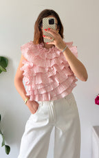 Top Con Volantes De Lunares Verona - Rosa