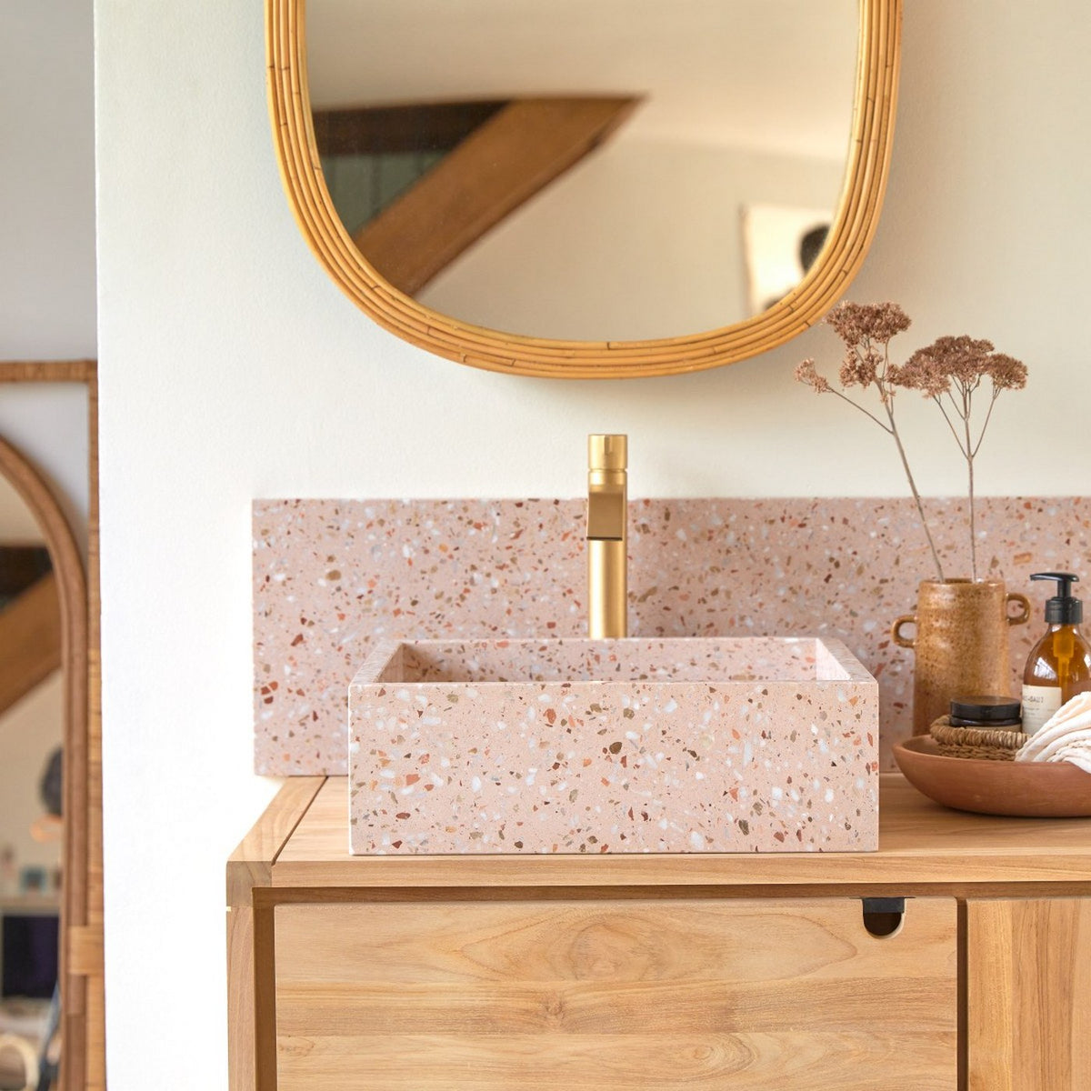 Made - Vasque Carrée - Terrazzo Premium - Rose