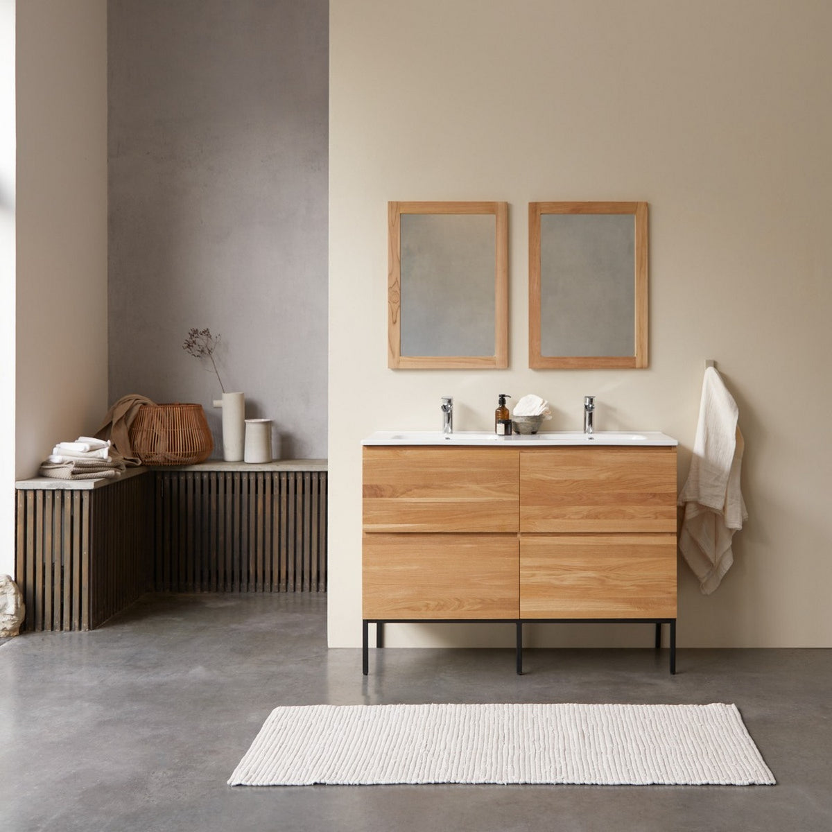 Nova - Meuble Salle De Bain - Chêne - Blanc