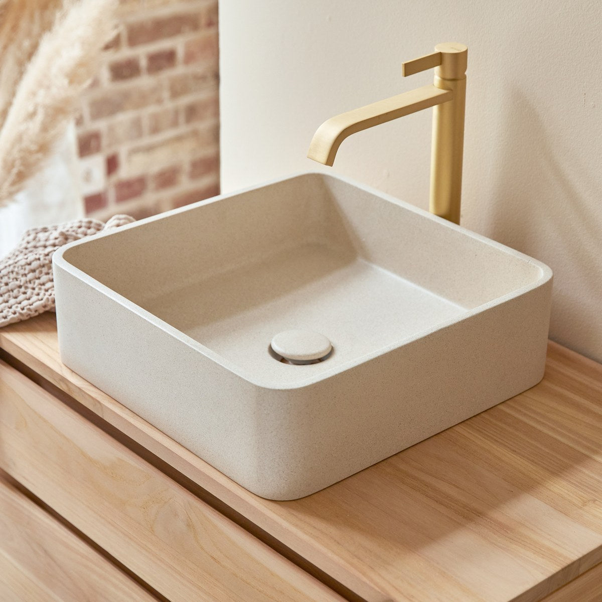 Thaïs - Vasque Carrée - Terrazzo - Beige