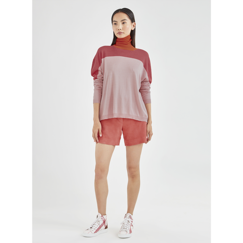 Turtleneck Sweater - Color Block - Blush