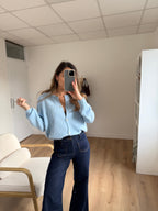 Prenda de punto de lana Léonie azul glaciar
