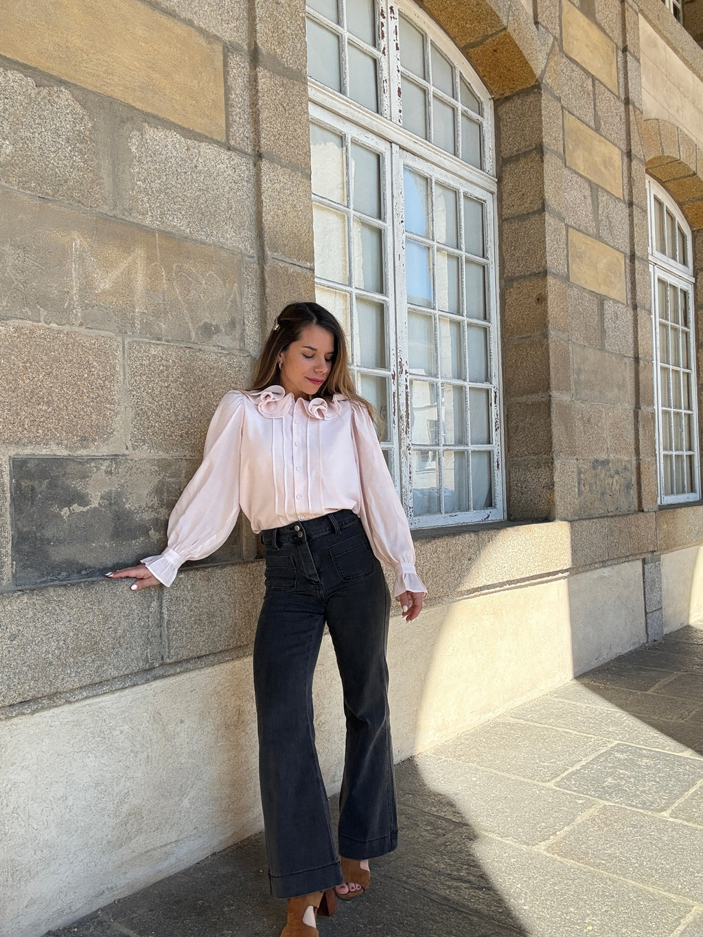 Blusa marrón rosa suave