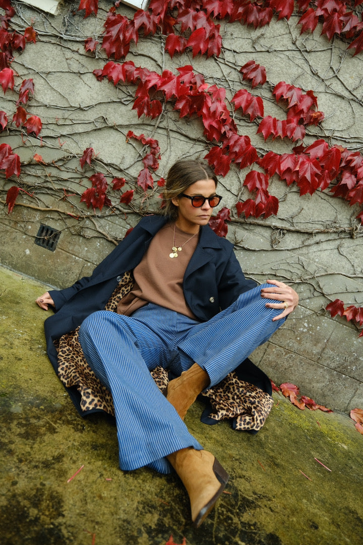 Paul Trench Navy/Leopard