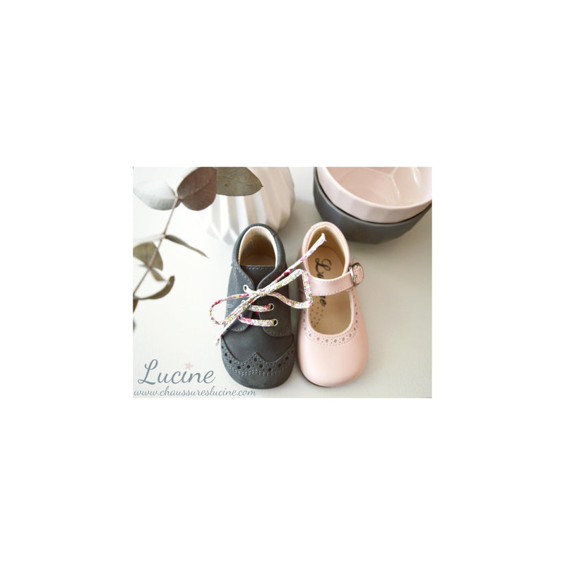 Chaussures Babies Charles Ix Alice À Boucle - Cuir Rose Pâle - Fille