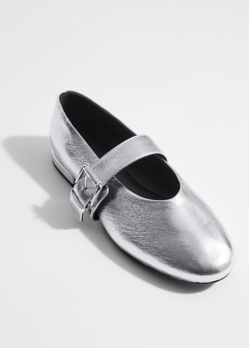 Shoes Alessa Cross Strap Ballerina - Silver - Women